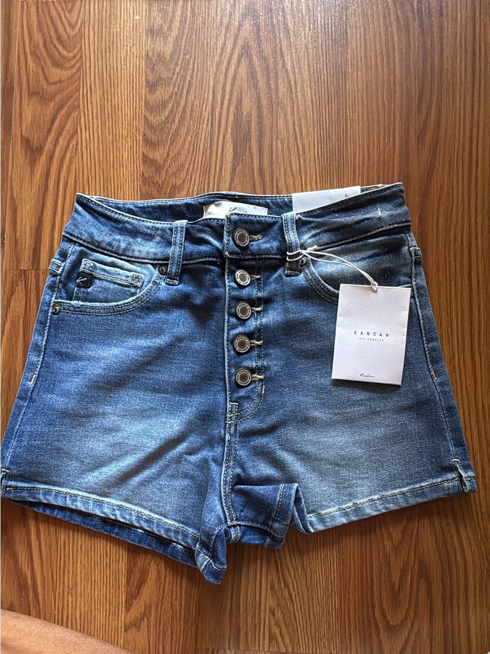 KanCan High Rise Button Fly Shorts